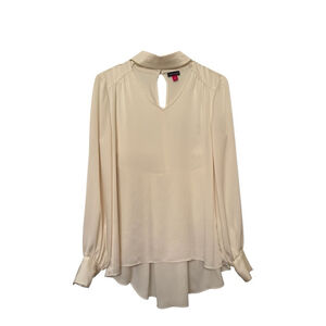 EUC Women's Vince Camuto High-low Blouse Size Small Ivory Long Sleeve